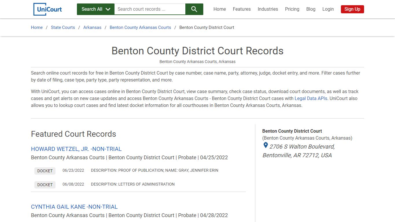 Benton County District Court Records | Benton | UniCourt